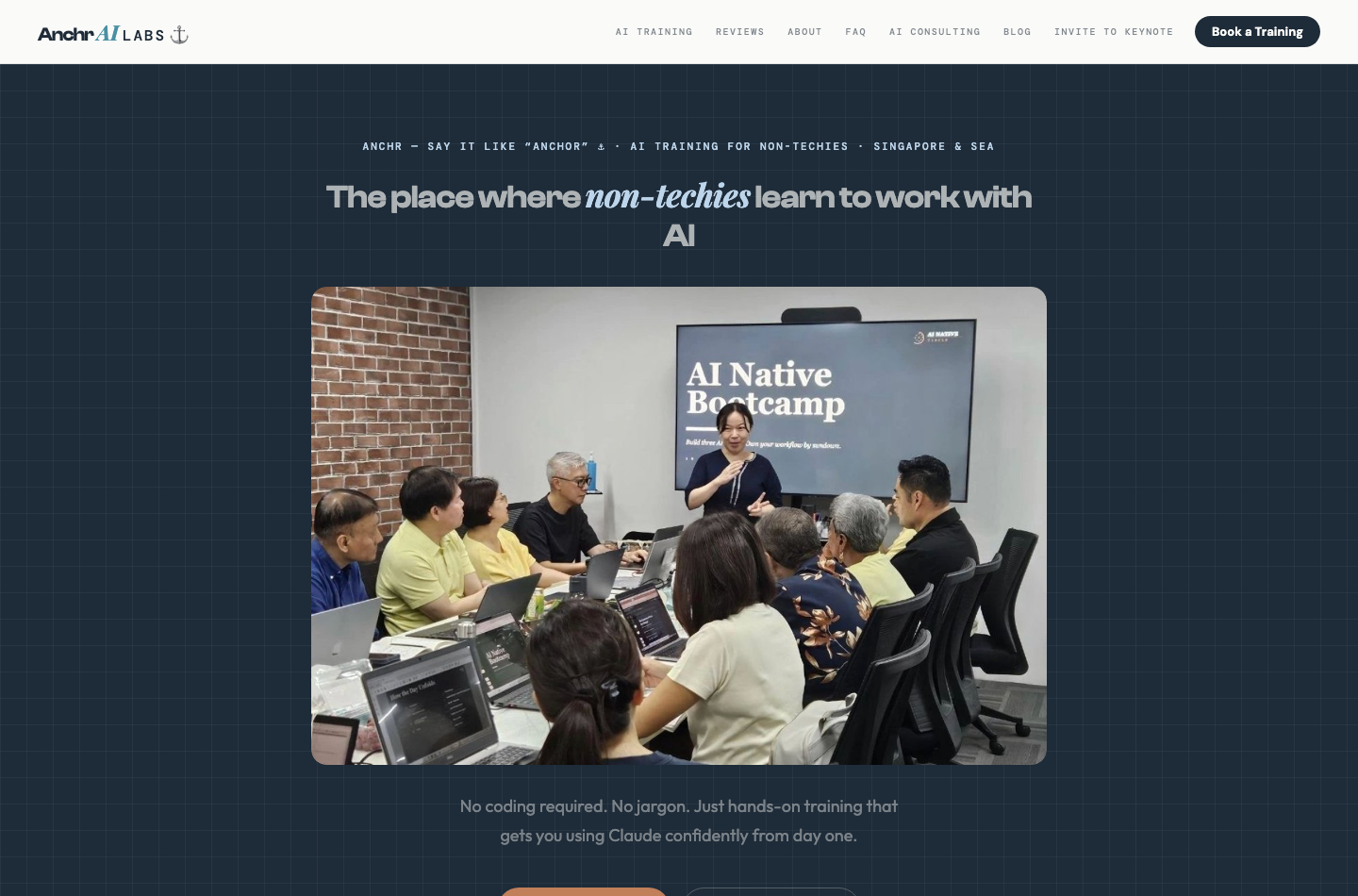 Screenshot of ANCHR AI Labs website