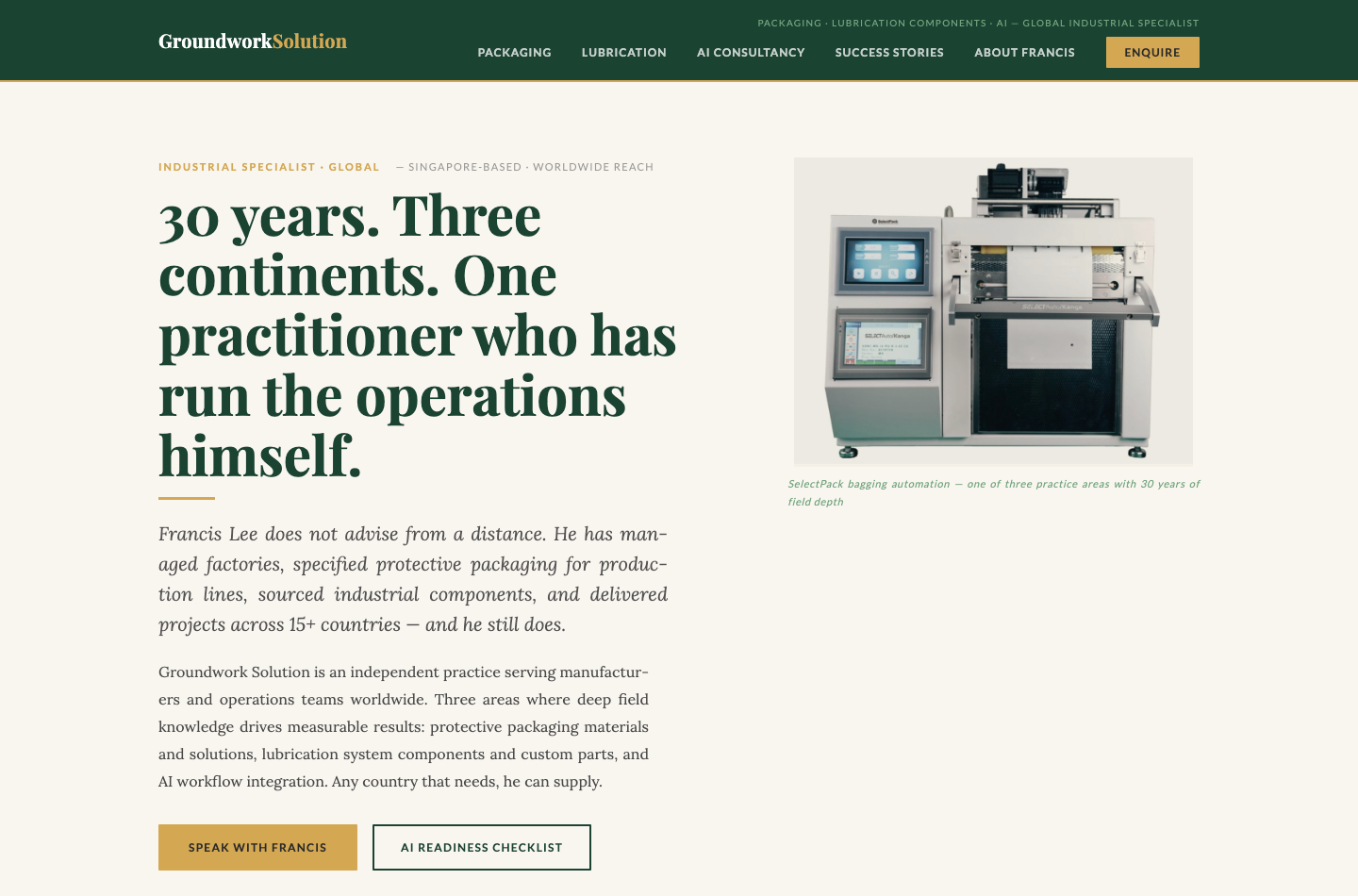 Screenshot of Groundwork Solution website by Francis Lee