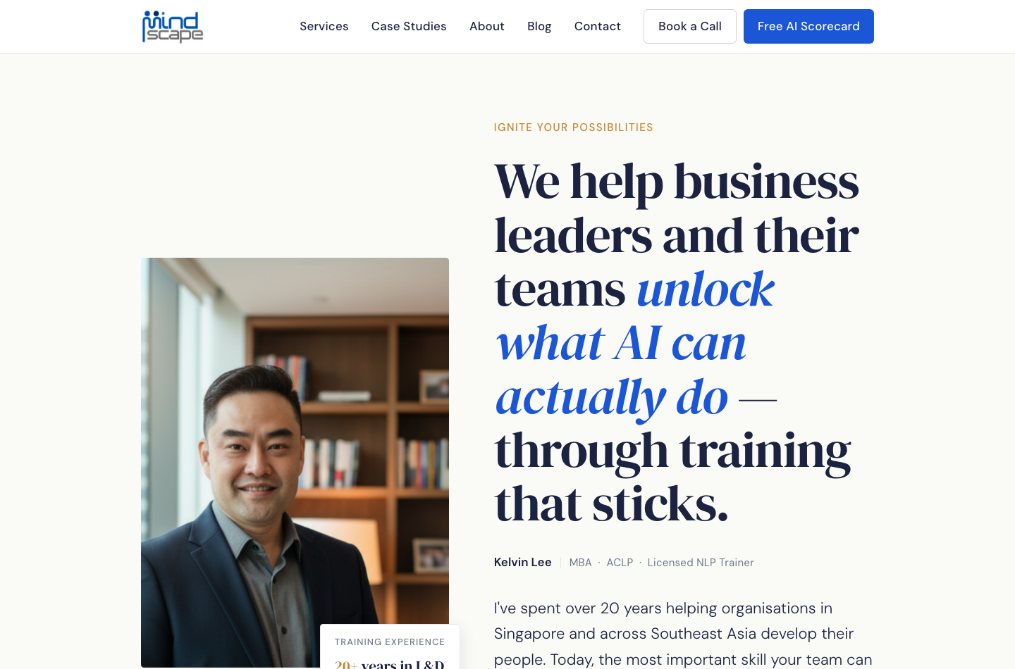 Screenshot of Mindscape website